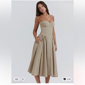 SOLD /// Taupe Corset Dress - Drop Waist - Never Worn